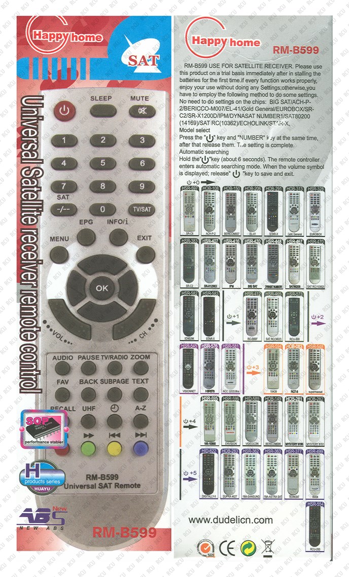 Пульт Спутниковый ресивер RM-B599